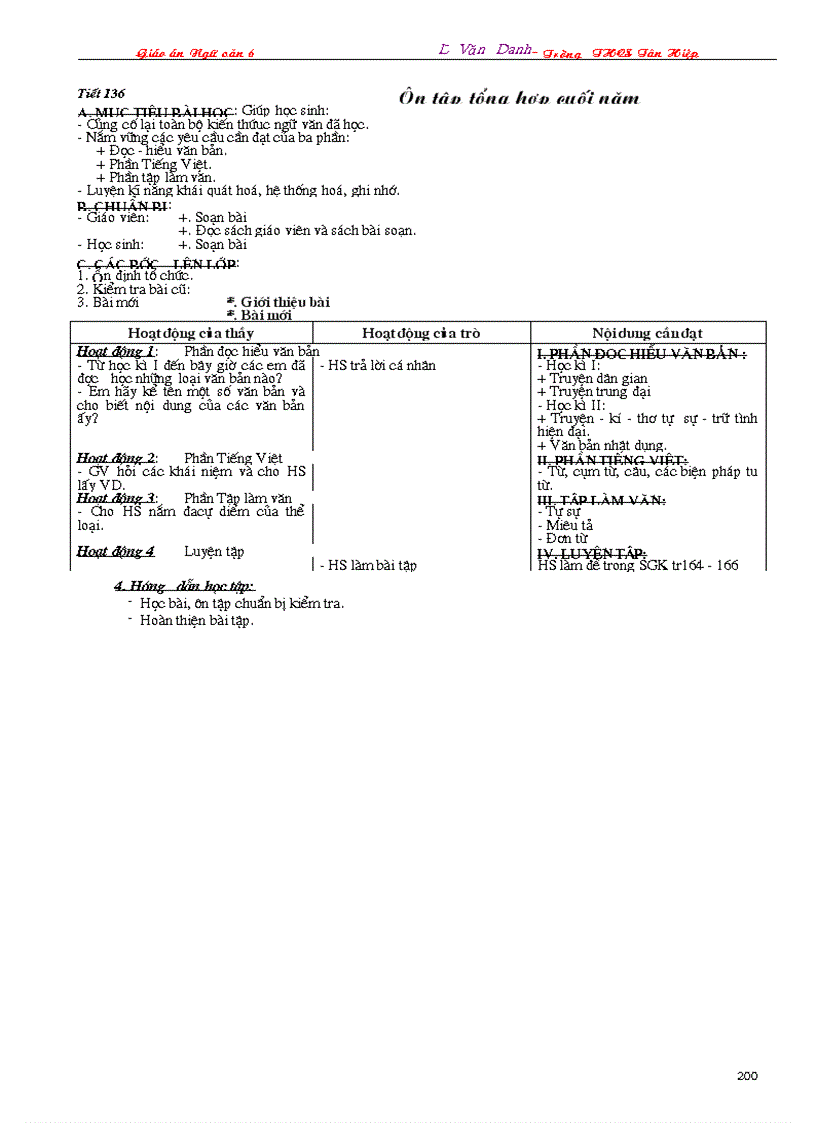image for page Giáo án Ngữ văn 6 3 cột 2009 2010