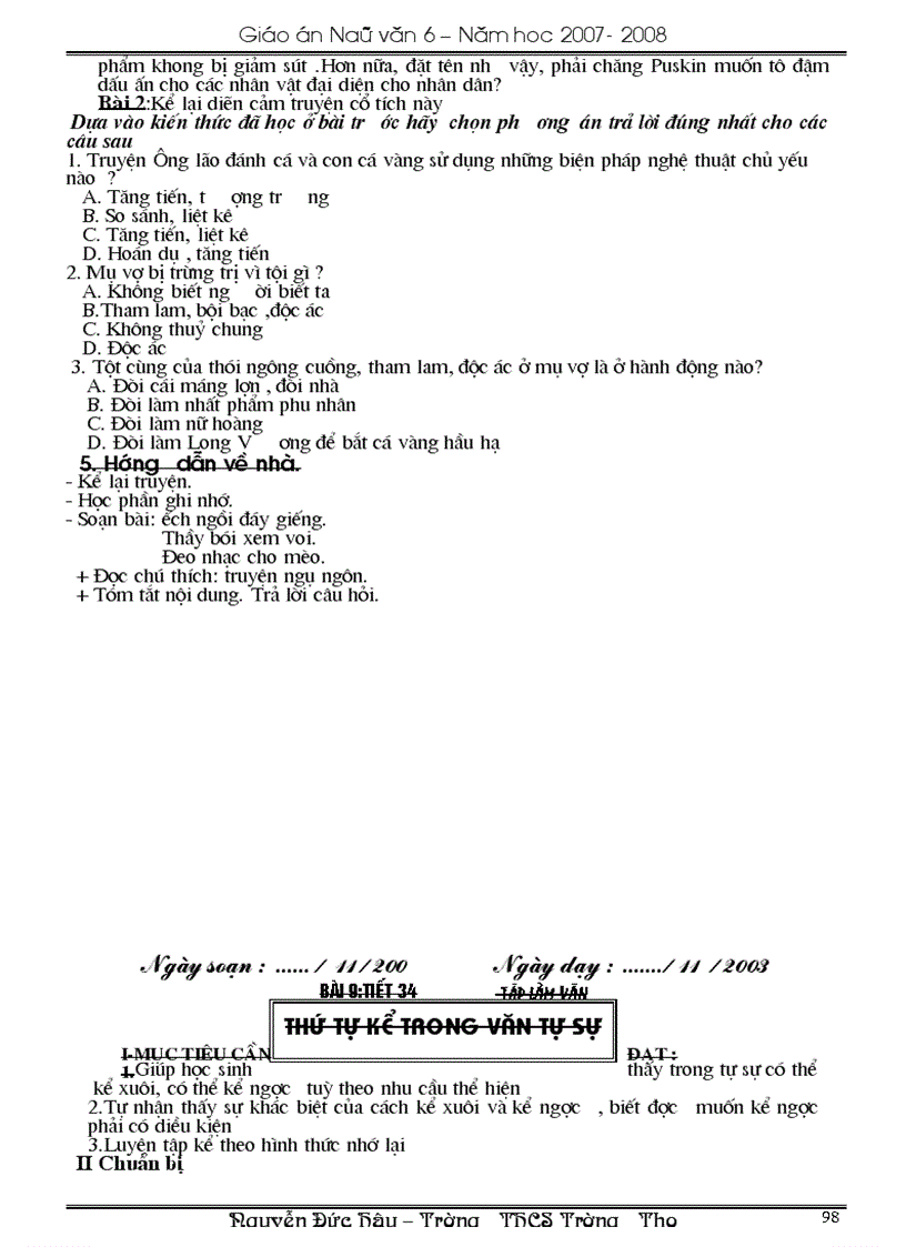 image for page Giáo án Ngữ văn 6 bản đẹp hay