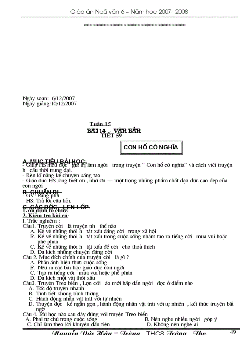 image for page Giáo án Ngữ văn 6 bản đẹp Phần 2