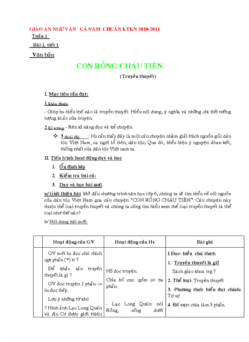 image for page Giáo án Ngữ văn 6 cả năm 3 cột