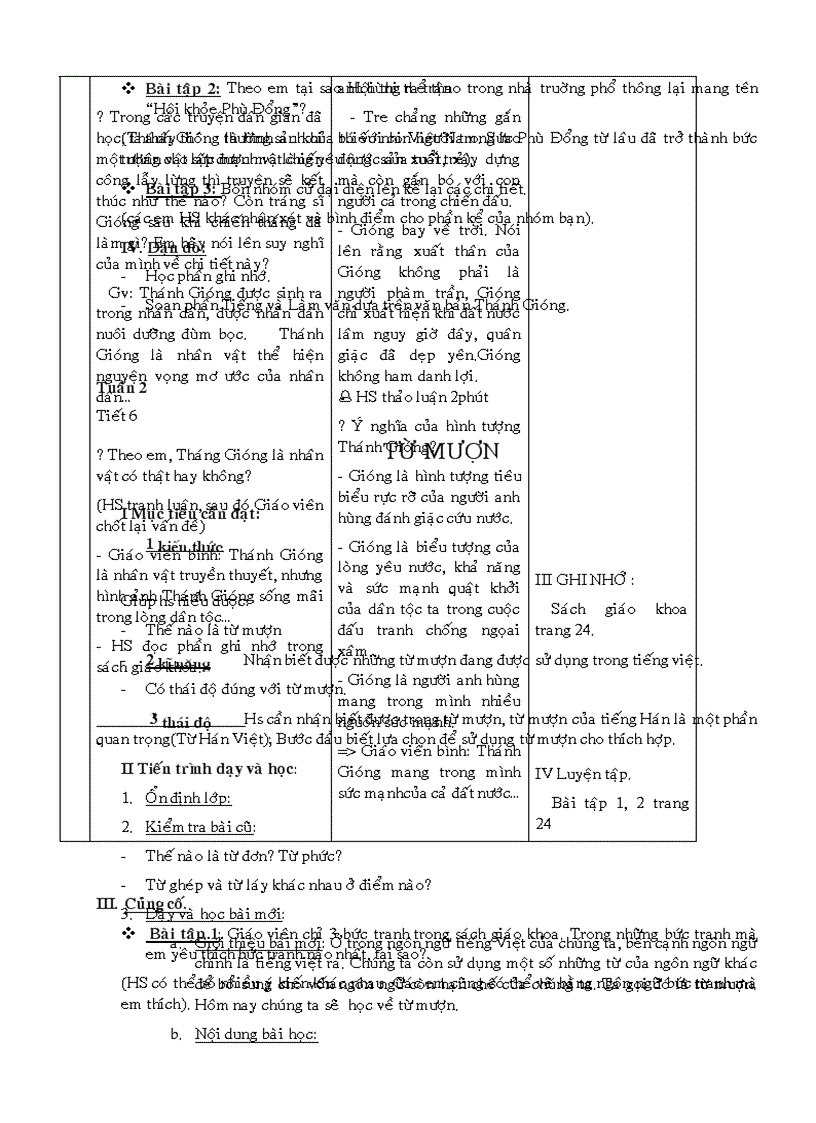 image for page Giáo án Ngữ văn 6 cả năm 3 cột