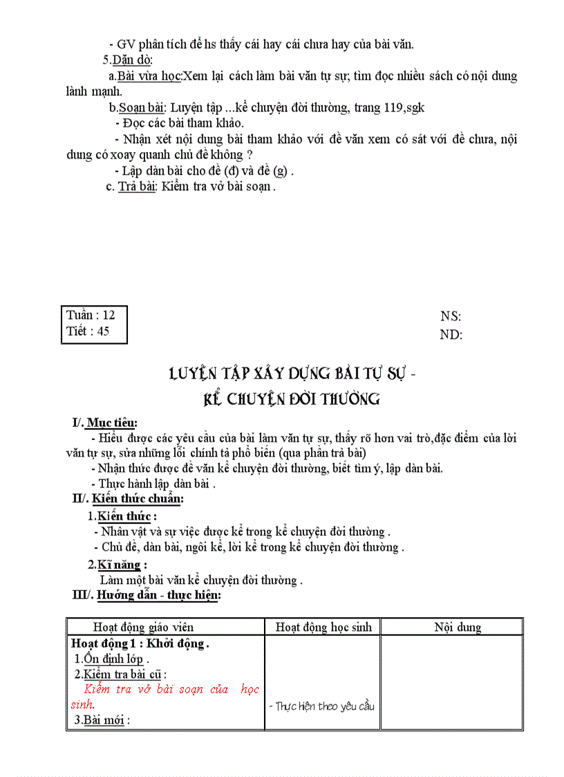 image for page Giáo án ngữ văn 6 chuẩn tuần 12