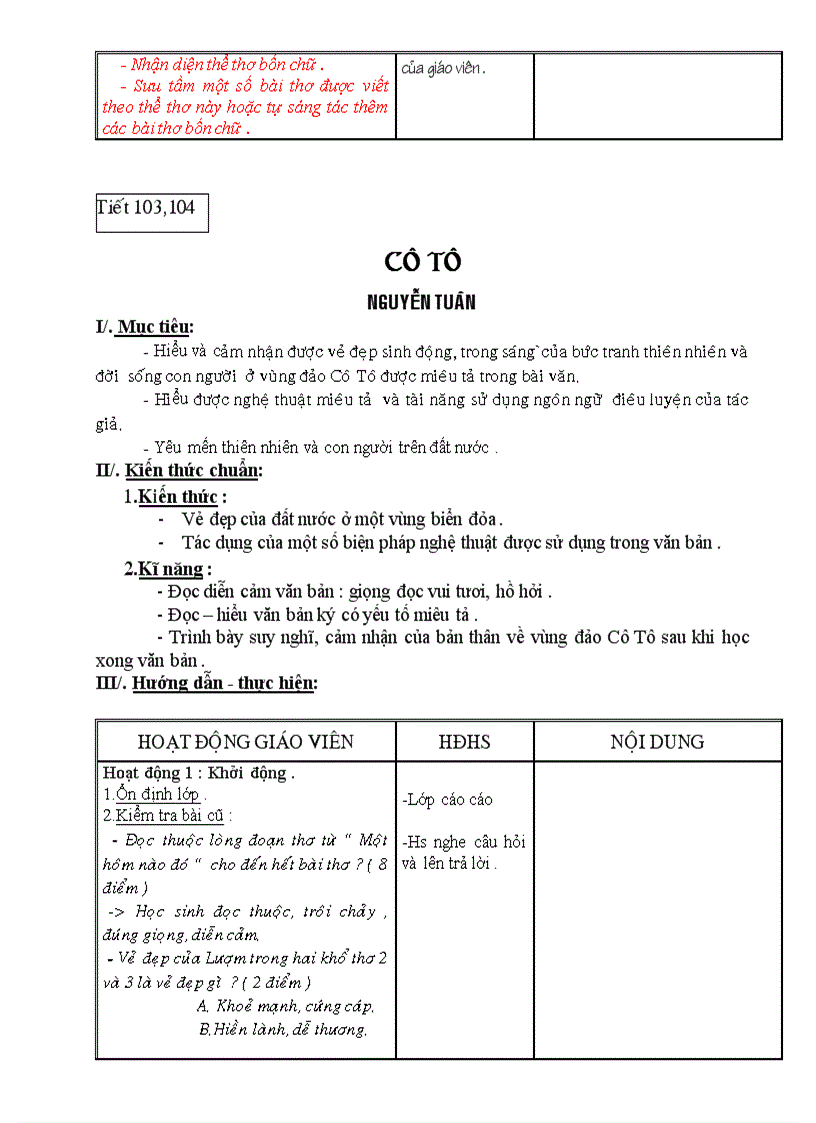 image for page Giáo án ngữ văn 6 chuẩn tuần 28