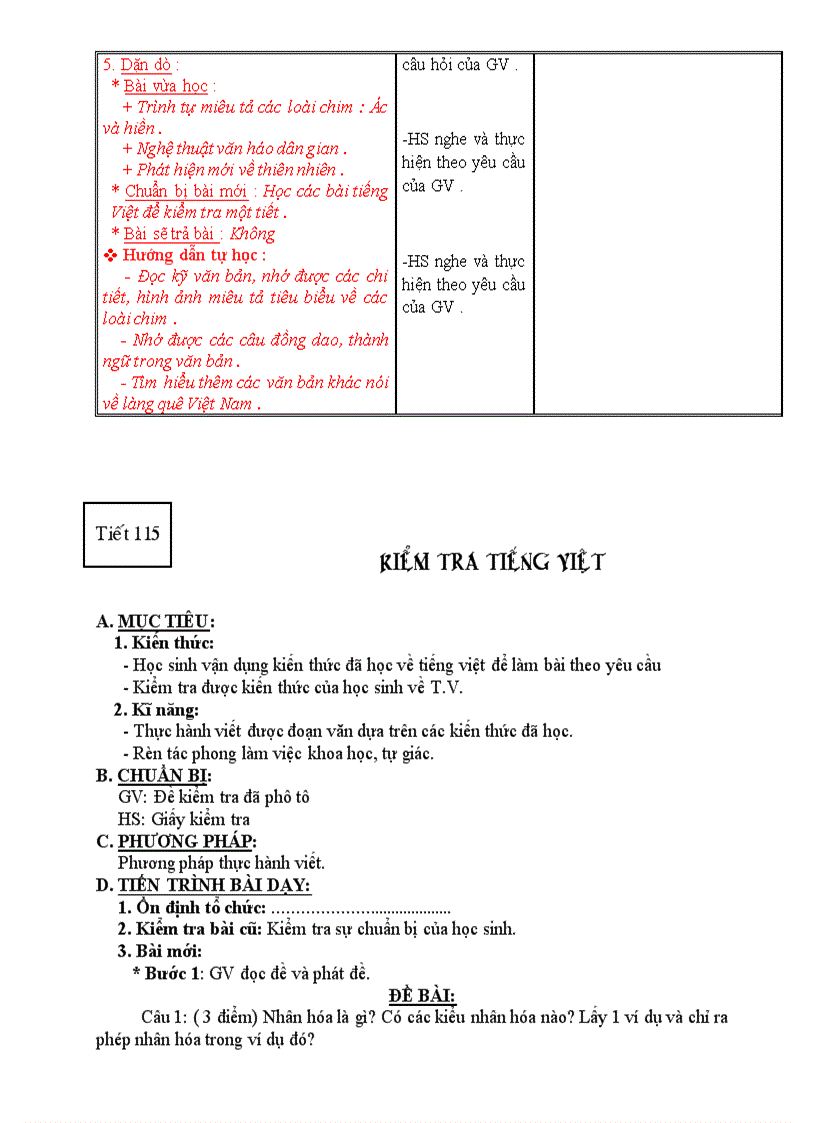 image for page Giáo án ngữ văn 6 chuẩn tuần 31