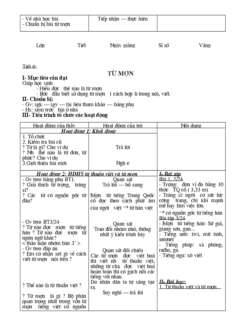 image for page Giáo án Ngữ Văn 6 Hà Giang 3 cột