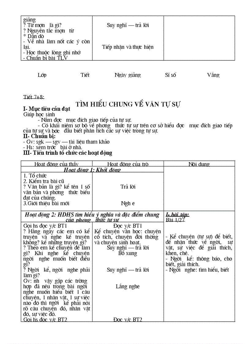 image for page Giáo án Ngữ Văn 6 Hà Giang 3 cột