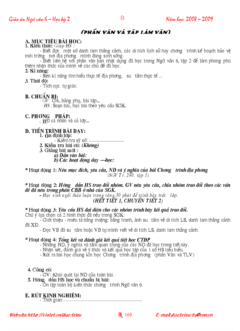 image for page Giáo án Ngữ văn 6 HK 2 Quyển 2