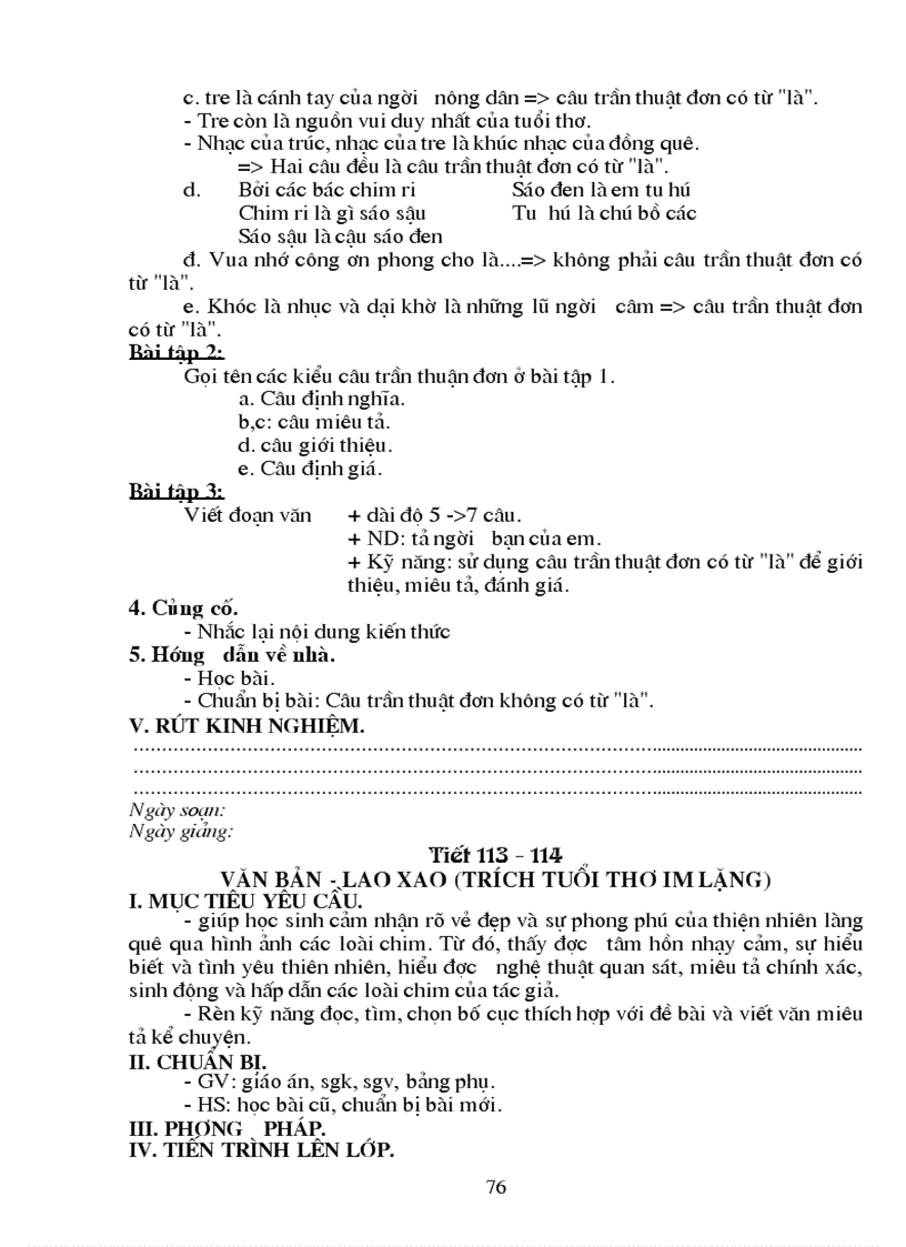 image for page Giáo án ngữ văn 6 học kỳ II