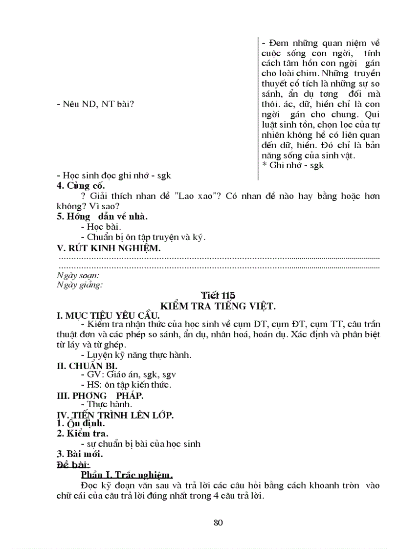 image for page Giáo án ngữ văn 6 học kỳ II