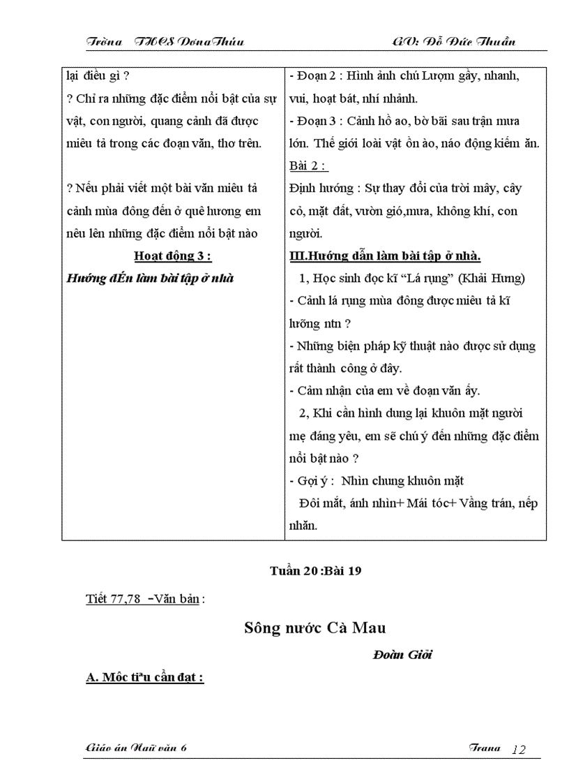 image for page Giáo án Ngữ văn 6 KH II