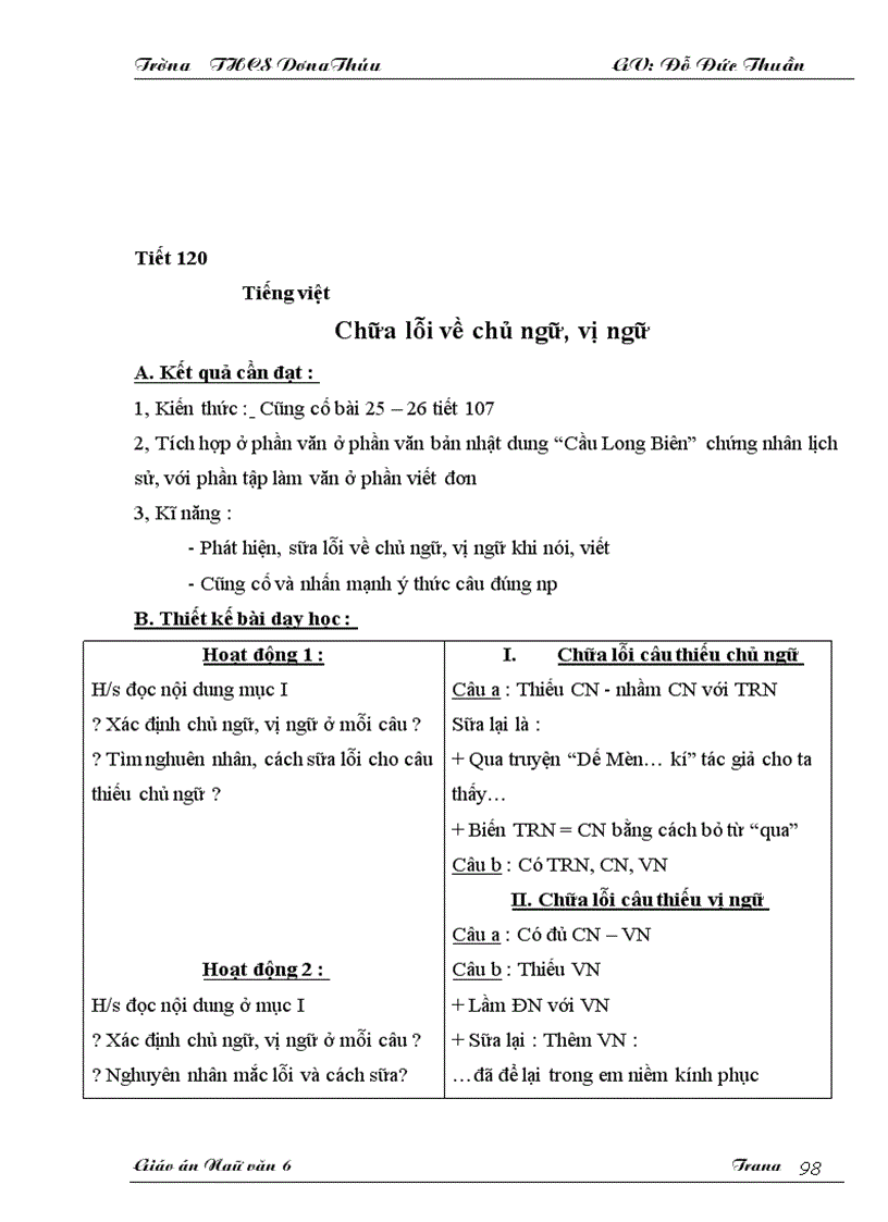image for page Giáo án Ngữ văn 6 KH II