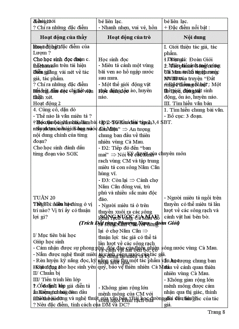 image for page Giáo án ngữ văn 6 kì 2