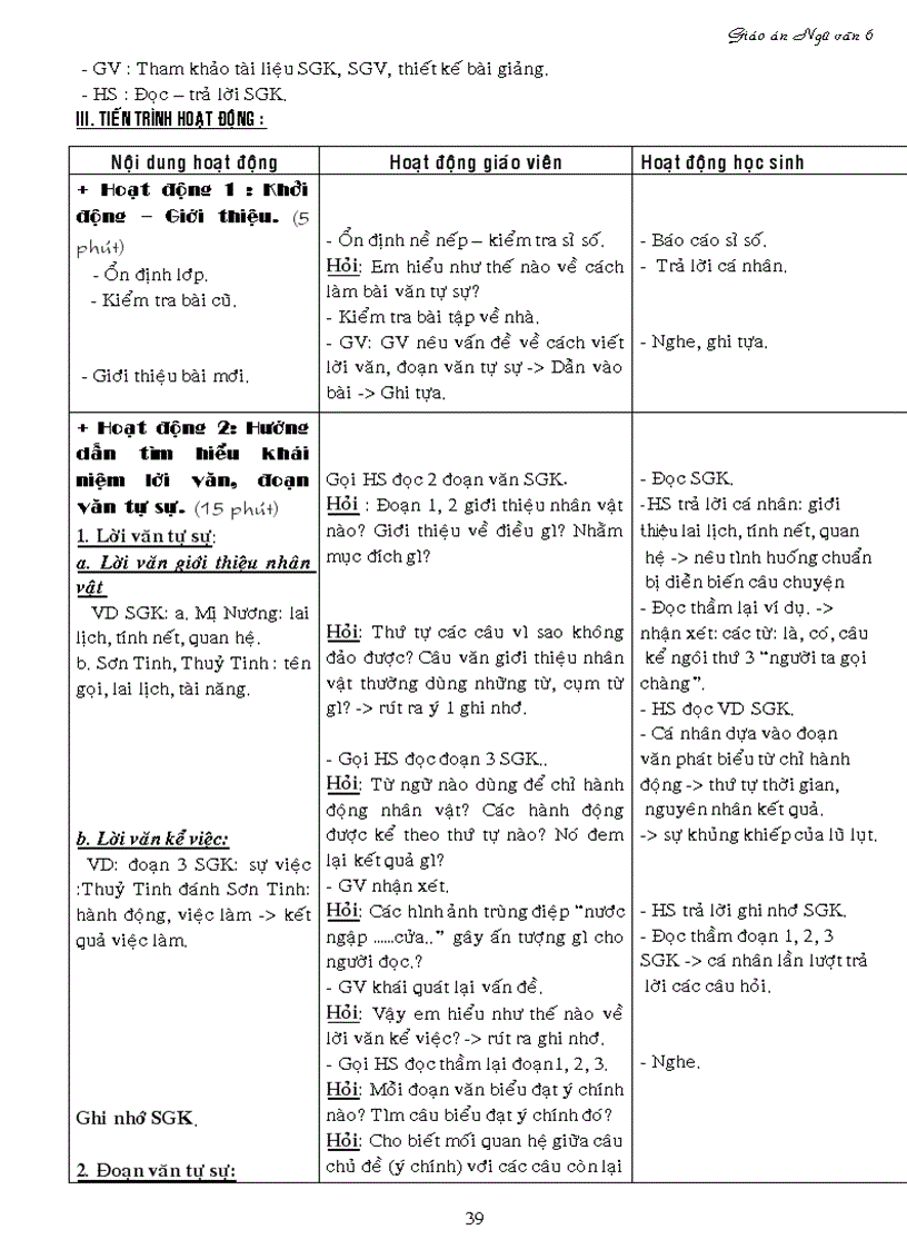 image for page Giáo án ngữ văn 6 kỳ i 3 cột