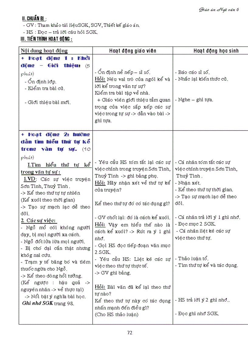 image for page Giáo án ngữ văn 6 kỳ i 3 cột