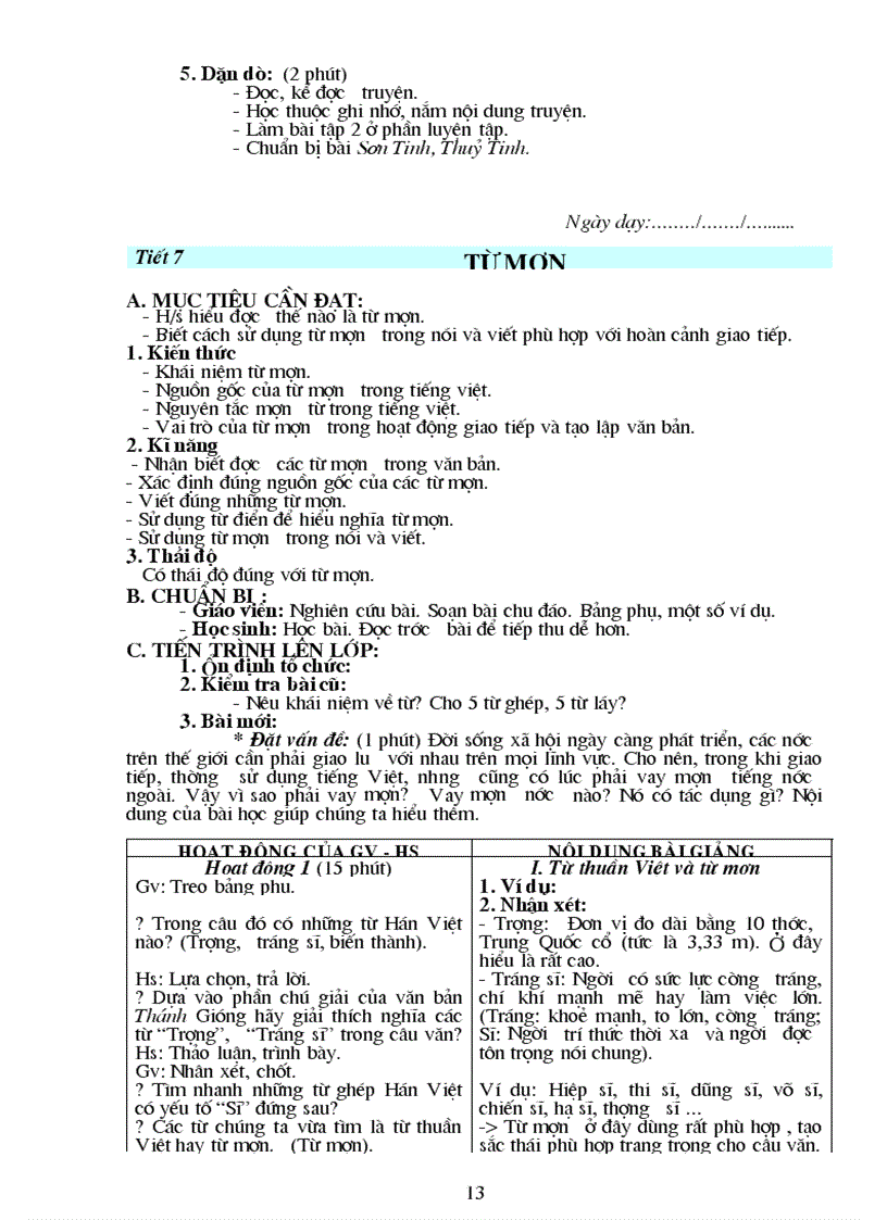 image for page Giáo án Ngữ văn 6 kỳ I X