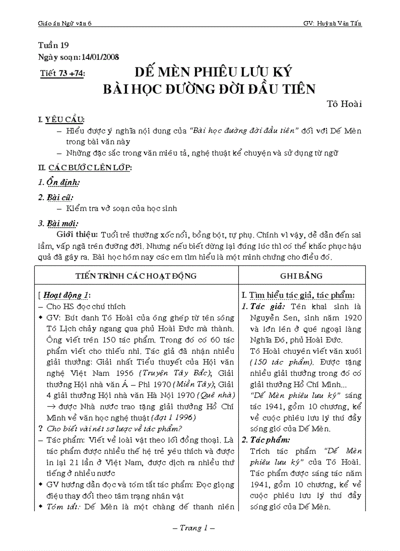 Giáo án Ngữ văn 6 tập 2