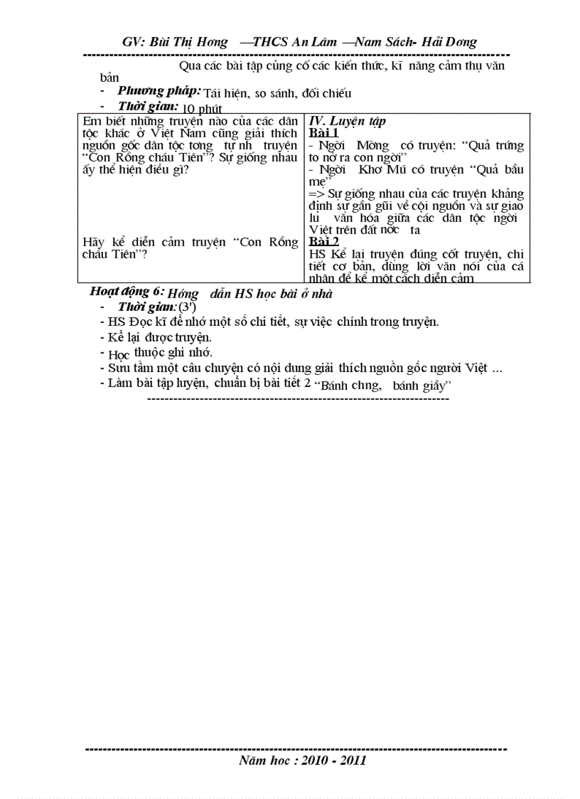 image for page Giáo án ngữ văn 6 theo chuẩn kiến thức mới 2010 2011