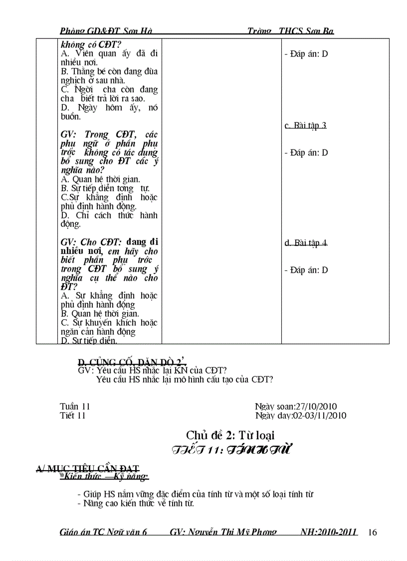 image for page Giáo án Ngữ văn 6 tự chọn 4 cột Quảng Ngãi