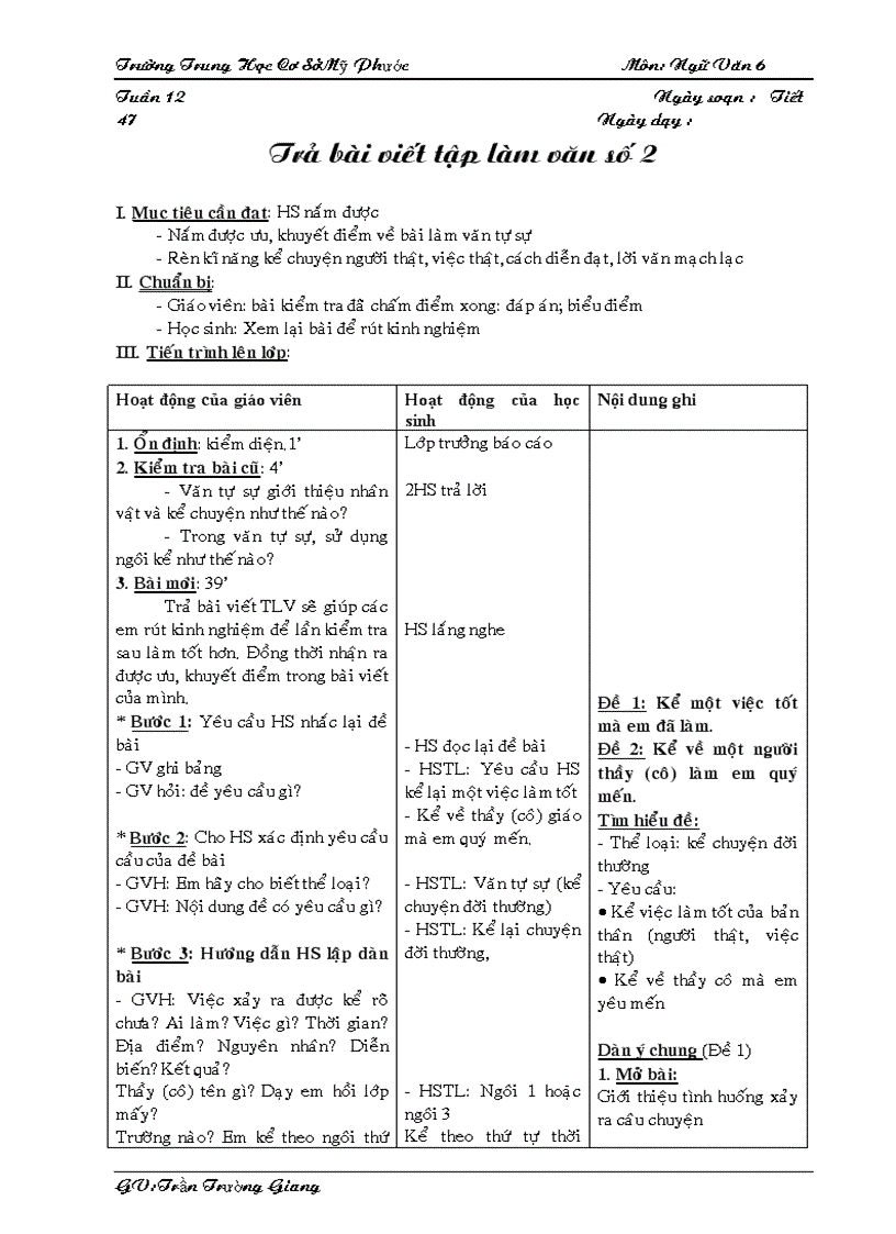 image for page Giáo án ngữ văn 6 tuần 12 24