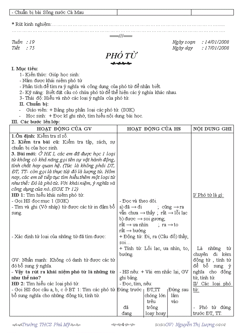 image for page Giáo án Ngữ văn 6 tuần 19 đến tuần 23