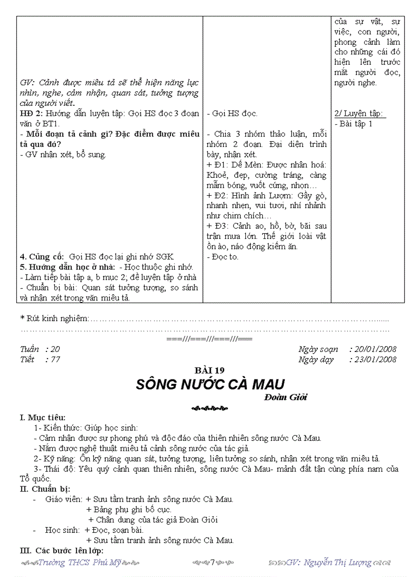image for page Giáo án Ngữ văn 6 tuần 19 đến tuần 23