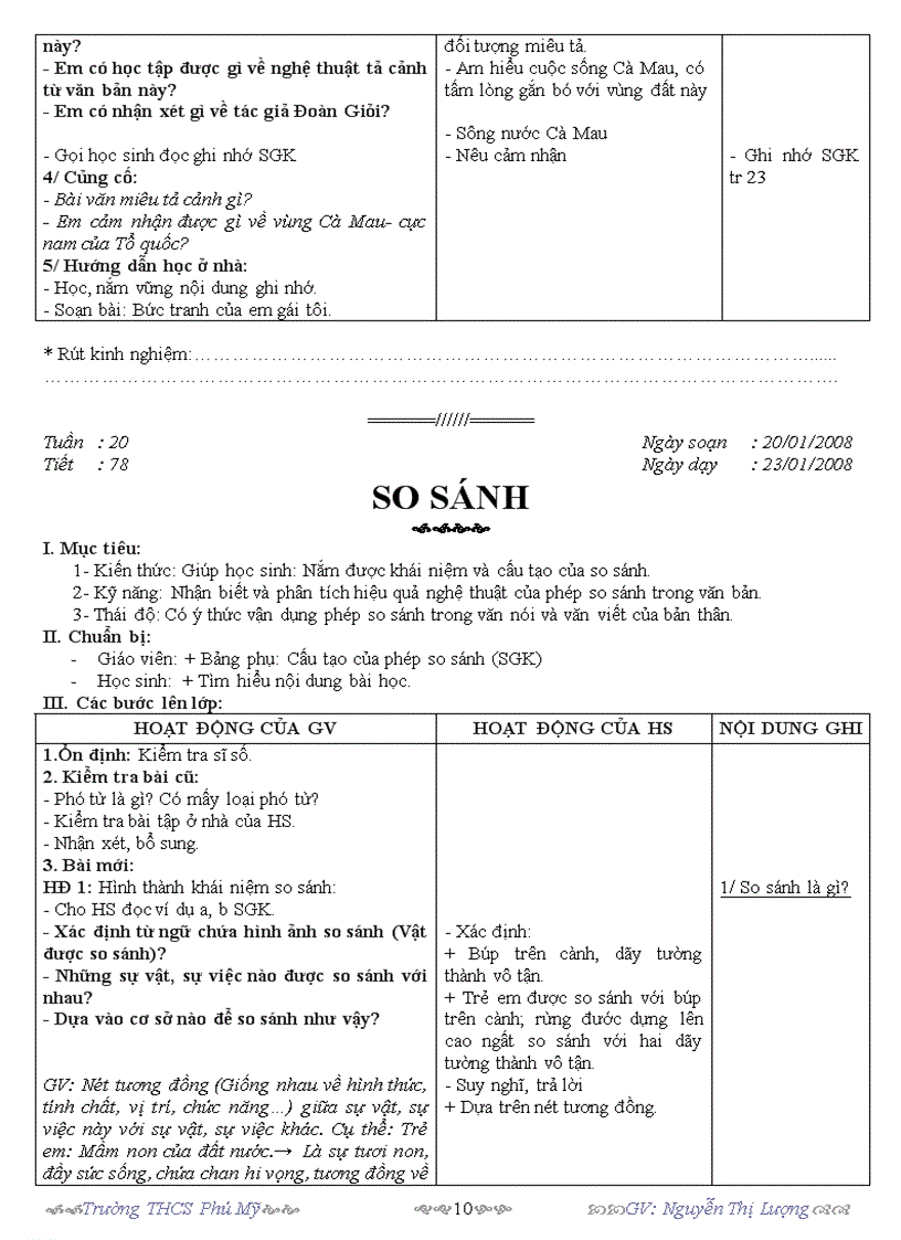 image for page Giáo án Ngữ văn 6 tuần 19 đến tuần 23