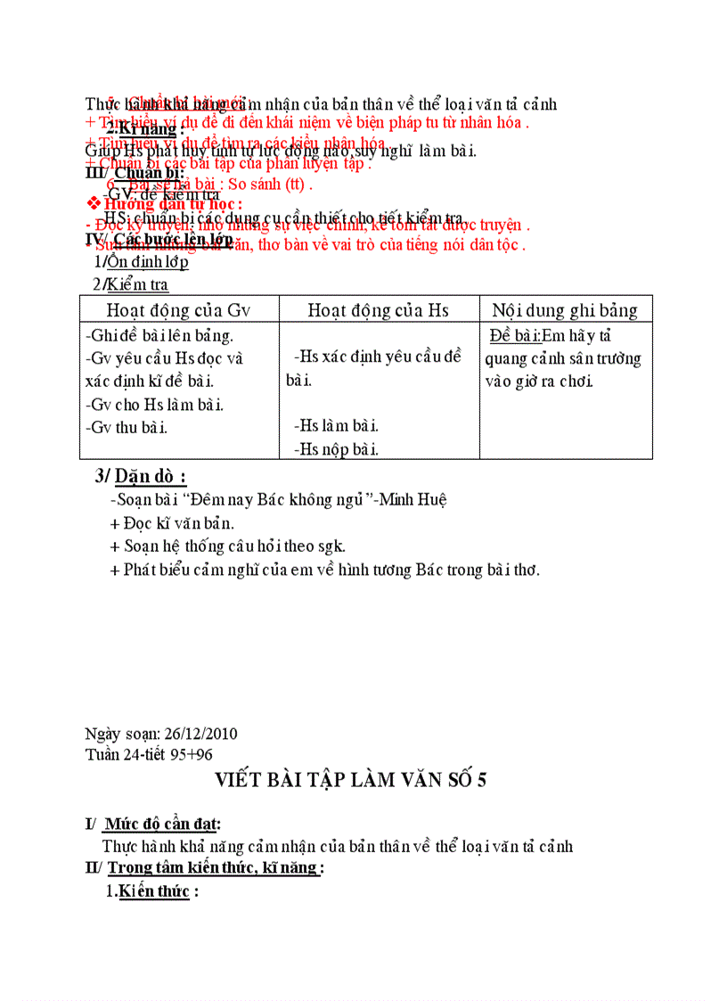 image for page Giáo án ngữ văn 6 tuần 22 24 CKT