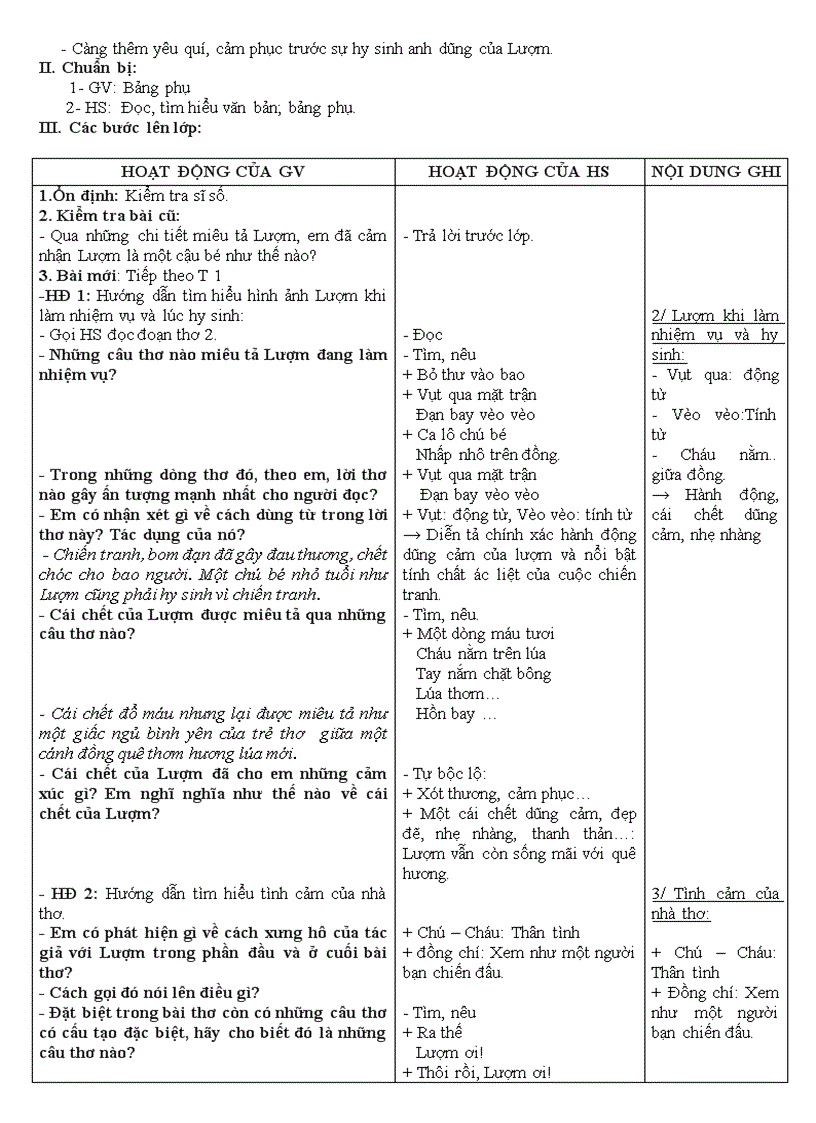 image for page Giáo án Ngữ văn 6 Tuần 25 3 cột