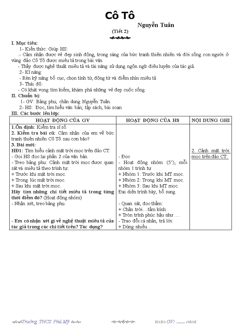 image for page Giáo án Ngữ văn 6 tuần 26 3 cột