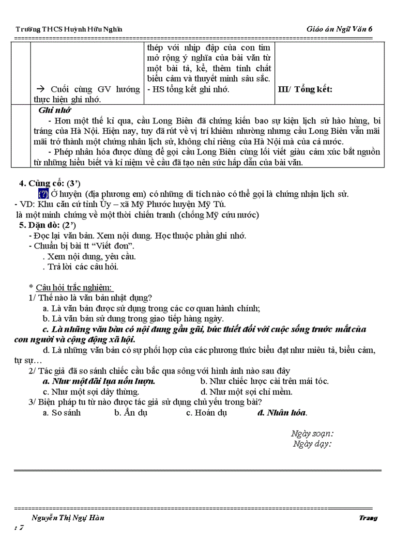 image for page Giáo án Ngữ văn 6 Tuần 31