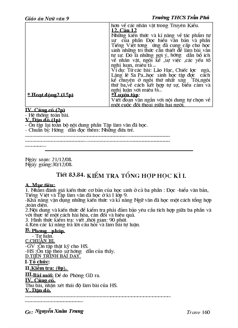 image for page Giáo án ngữ Văn 9 kì I