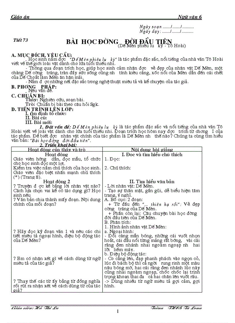 image for page Giáo án ngữ văn lớp 6 kỳ ii