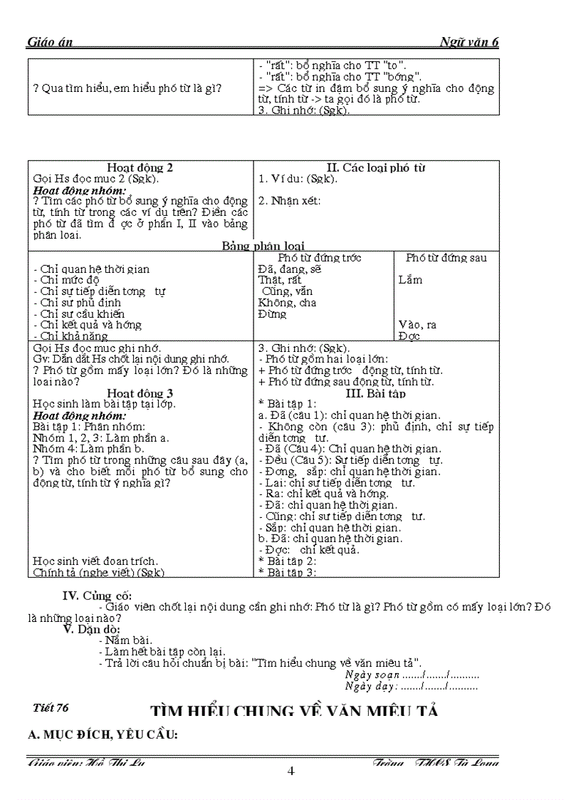 image for page Giáo án ngữ văn lớp 6 kỳ ii