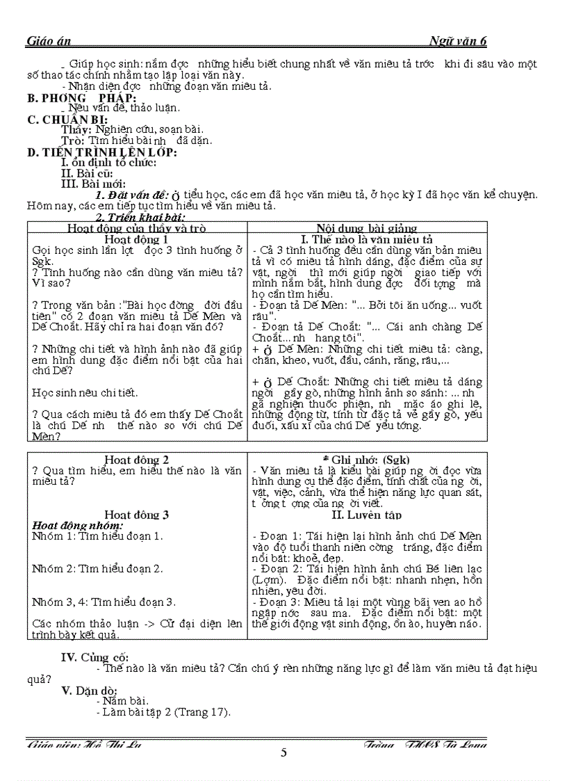 image for page Giáo án ngữ văn lớp 6 kỳ ii