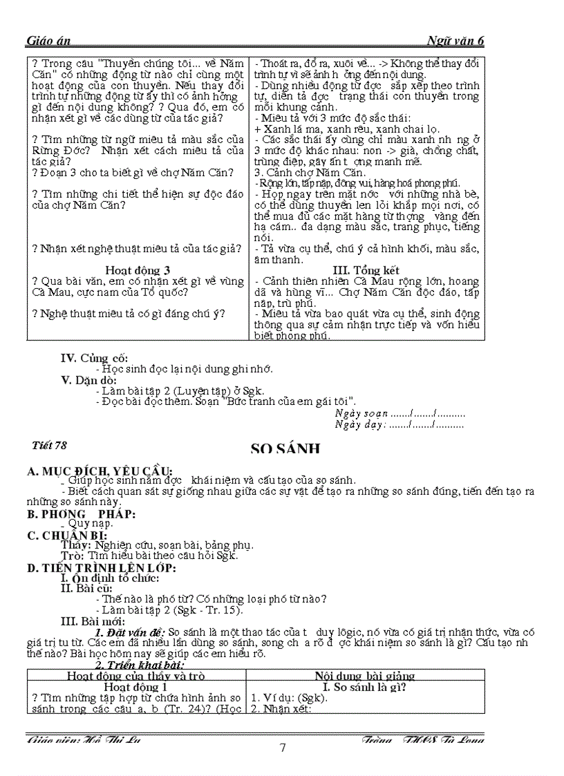 image for page Giáo án ngữ văn lớp 6 kỳ ii