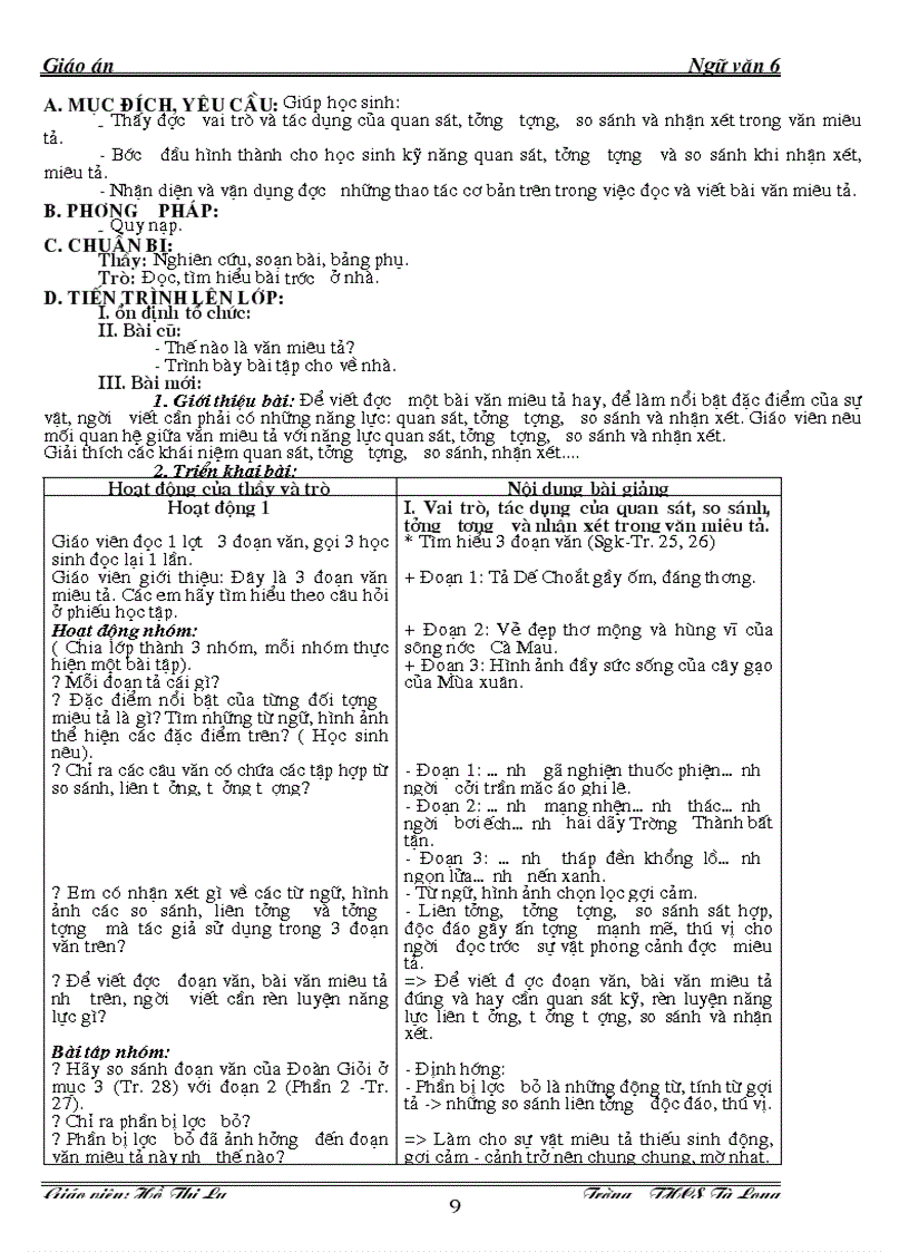 image for page Giáo án ngữ văn lớp 6 kỳ ii