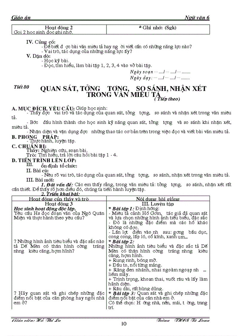 image for page Giáo án ngữ văn lớp 6 kỳ ii