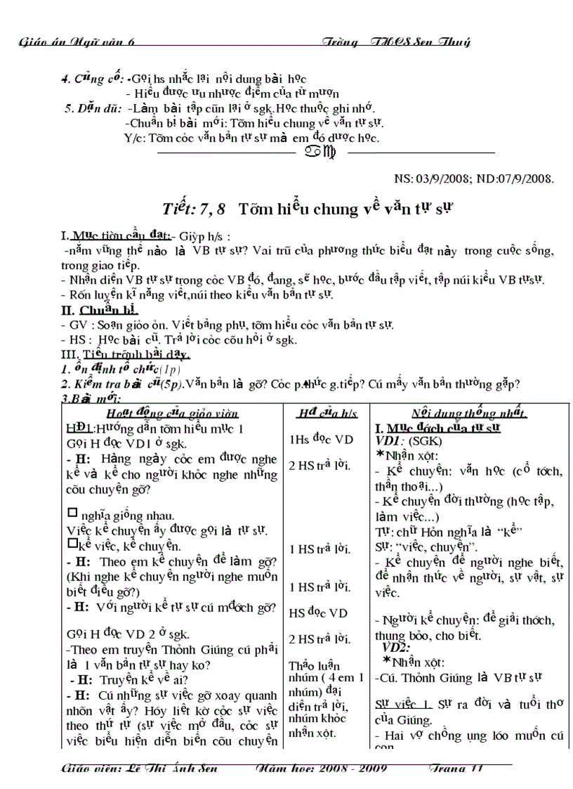 image for page Giáo án văn 6 3 cột