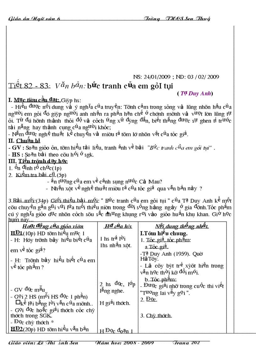 image for page Giáo án văn 6 3 cột