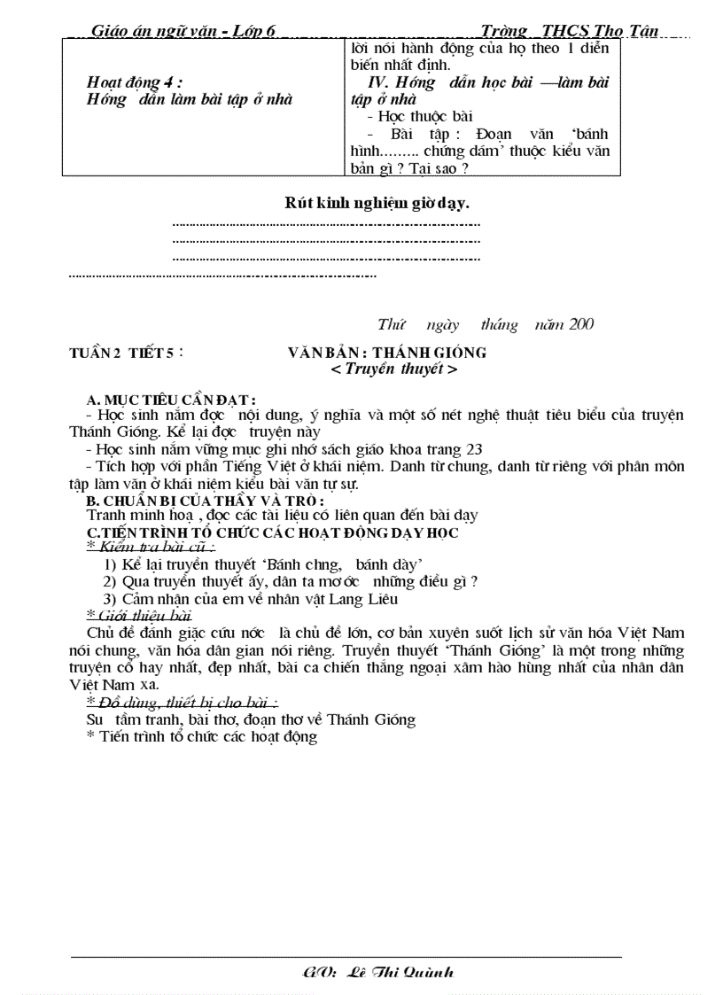 image for page Giáo án văn 6 câu hỏi chia đối tượng