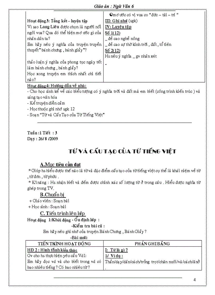 image for page Giao an Van 6 Chuan KT