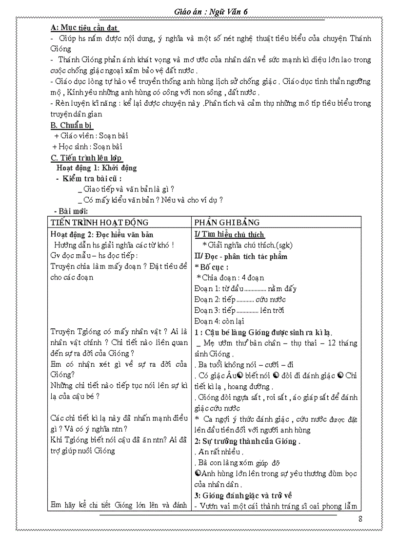 image for page Giao an Van 6 Chuan KT