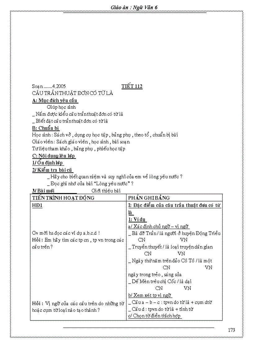 image for page Giao an Van 6 Chuan KT