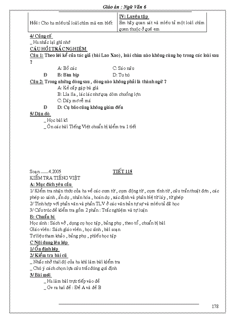 image for page Giao an Van 6 Chuan KT