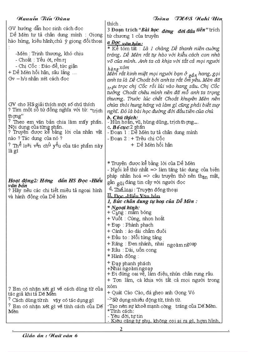 image for page Giáo án Văn 6 HK2