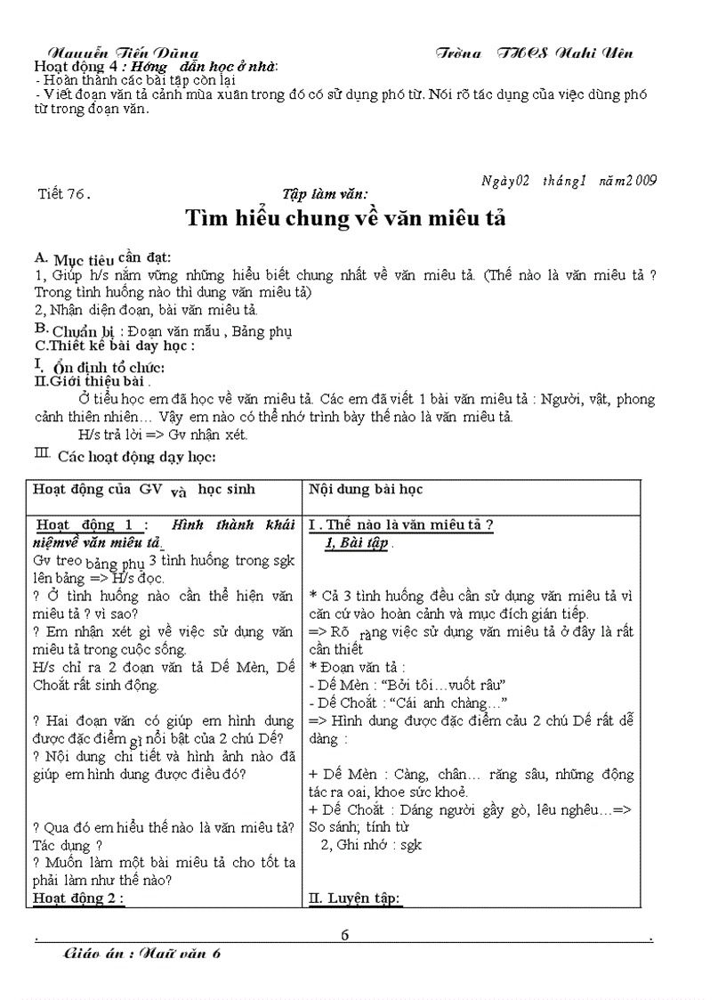 image for page Giáo án Văn 6 HK2