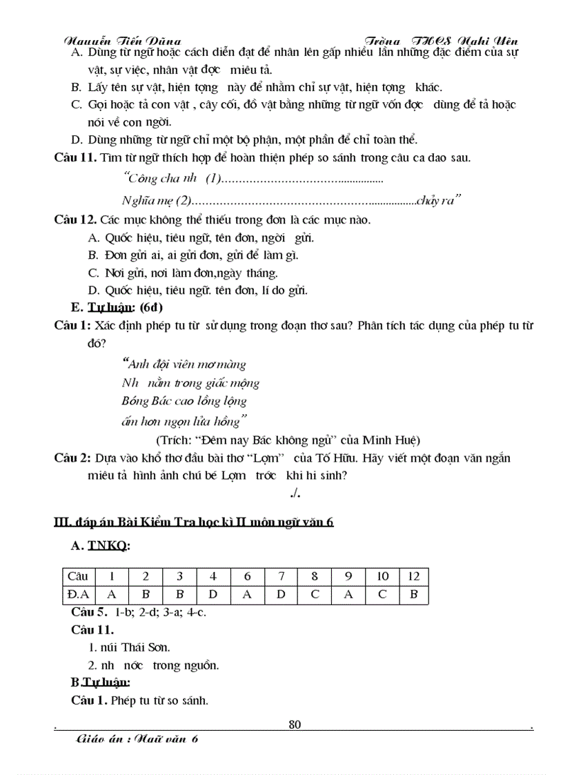 image for page Giáo án Văn 6 HK2