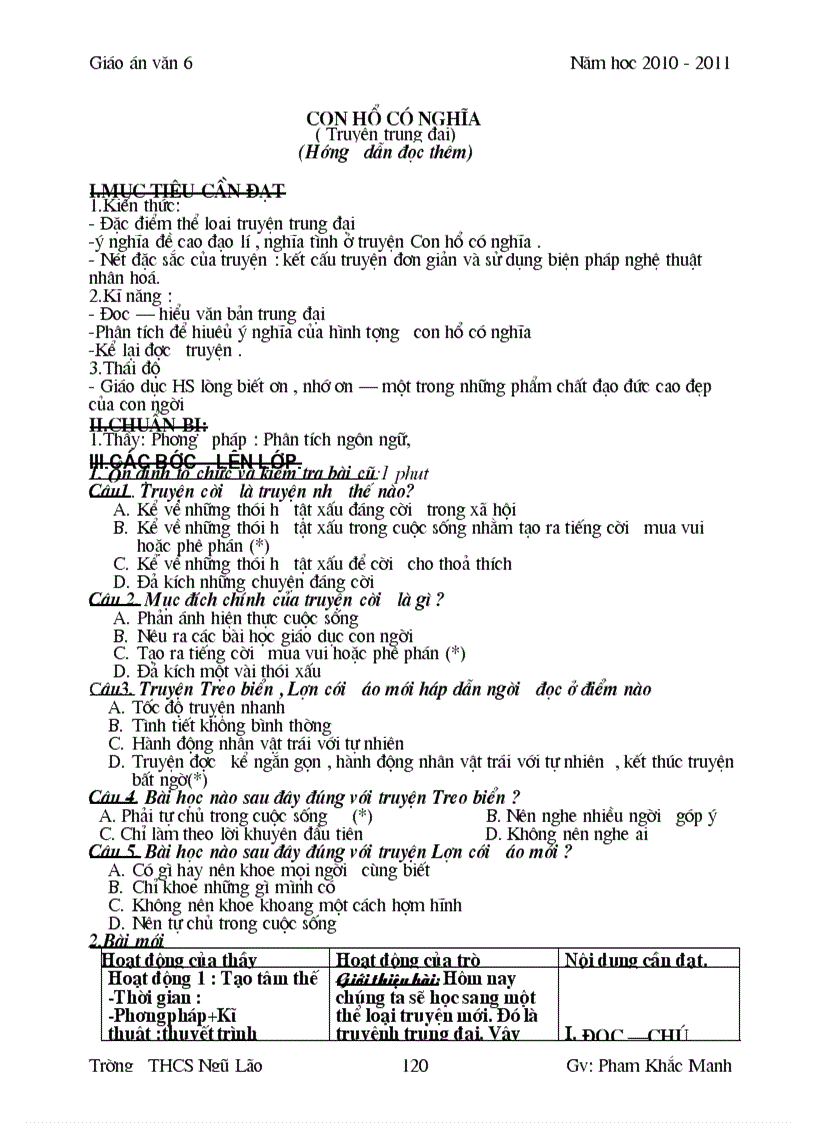 image for page Giao an van 6 kì I chuẩn kiến thức kĩ năng