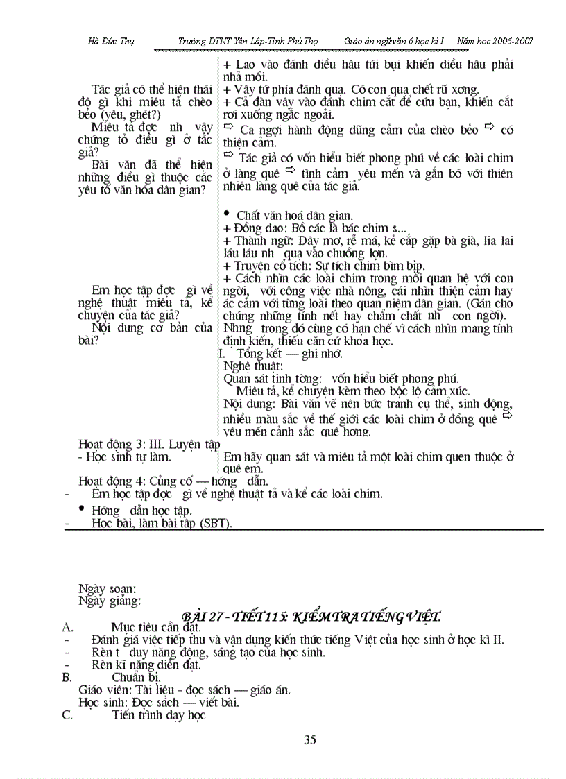 image for page Giáo án văn 6 Từ tiết 90 đến tiết 127