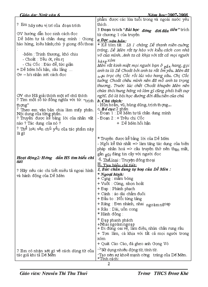 image for page Giáo án Ngữ Văn 6 HK II 1